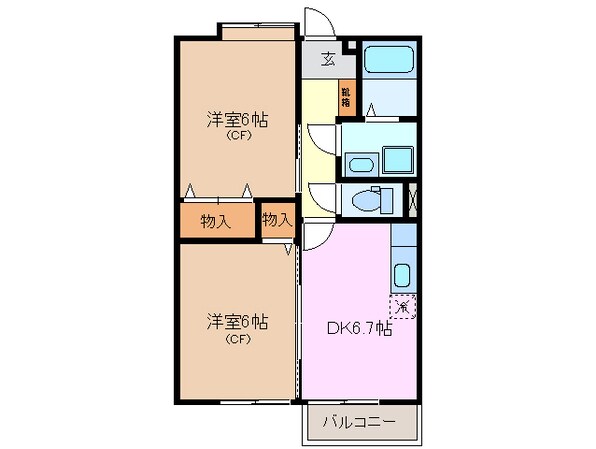 朝日駅 徒歩5分 2階の物件間取画像